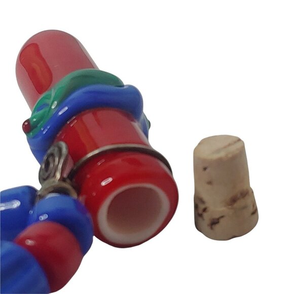 Beaded Art Glass Necklace Potion Bottle Charm Cork Red Blue Hippie Boho 11.5" - Picture 8 of 9